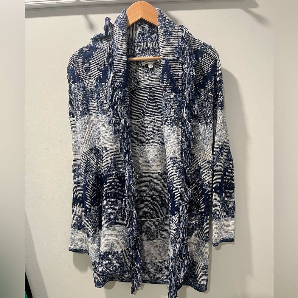 American Eagle Outfitters Blue and White Cardigan